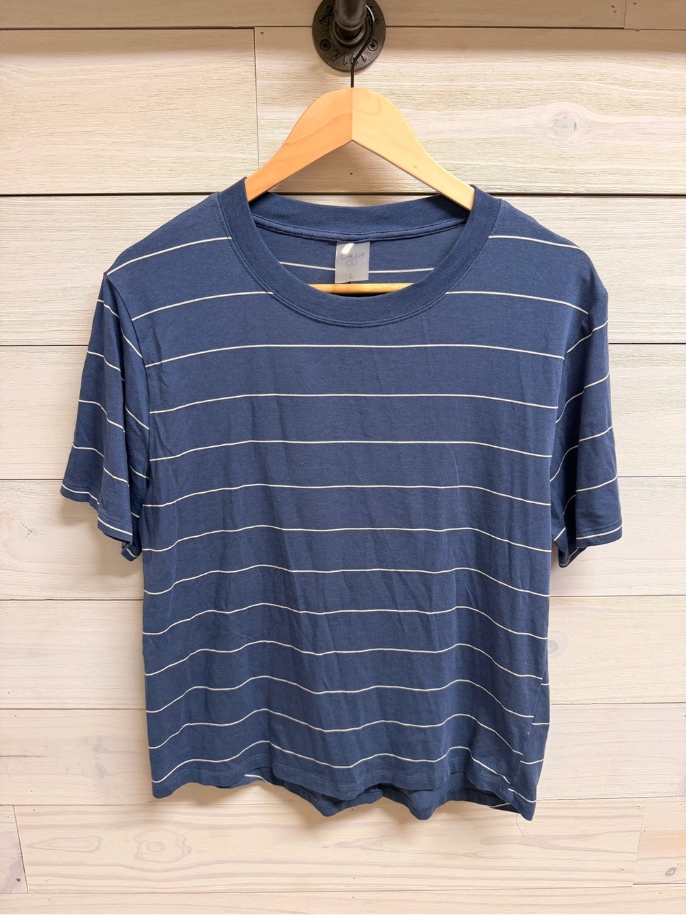 CALIA by Carrie Underwood Navy Striped Short Sleeve Tee